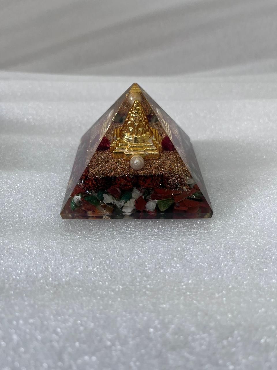 Shree Yantra Gomti Chakra Orgone Pyramid - For Wealth, Financial Stability and Prosperity