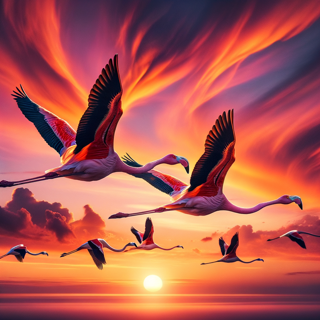 Flamingos Flying