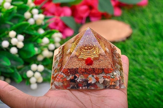 Shree Yantra Gomti Chakra Orgone Pyramid - For Wealth, Financial Stability and Prosperity