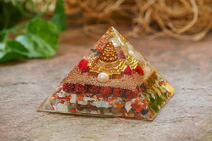 Shree Yantra Gomti Chakra Orgone Pyramid - For Wealth, Financial Stability and Prosperity