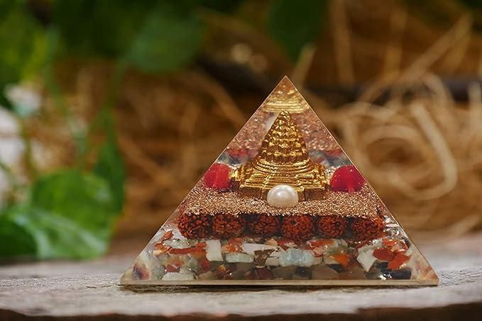 Shree Yantra Gomti Chakra Orgone Pyramid - For Wealth, Financial Stability and Prosperity