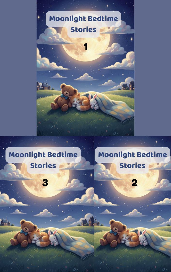 Moonlight Bedtime Stories 1-3  – 12 Calming Stories for Kids | 24 Beautiful Color Pages | Gentle Illustrated Bedtime Book