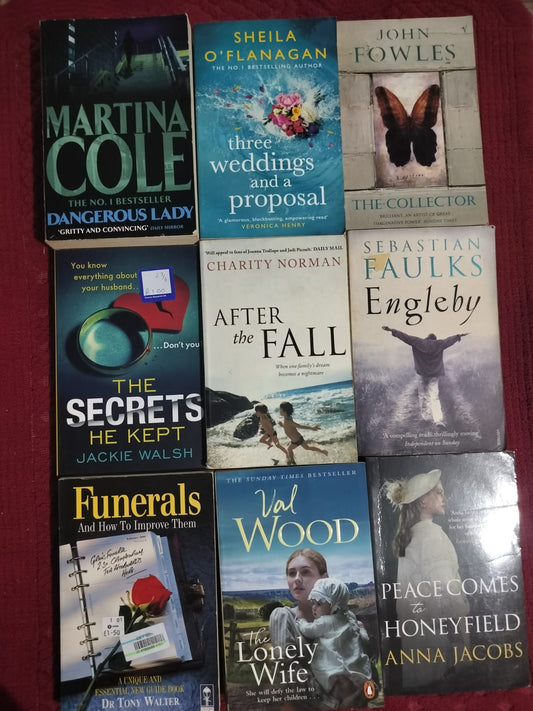 9-Book Eclectic Fiction Bundle | Martina Cole, John Fowles, Sebastian Faulks