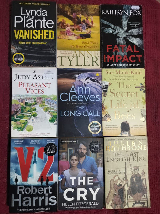 9-Book Literary Fiction & Thriller Bundle | Ann Cleeves, Robert Harris, Sue Monk Kidd