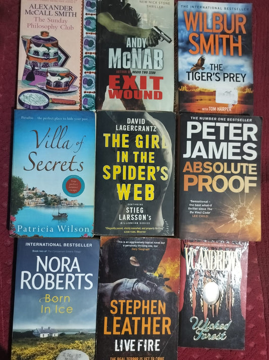 9-Book Action Thriller & Fiction Bundle | Wilbur Smith, Peter James, Nora Roberts