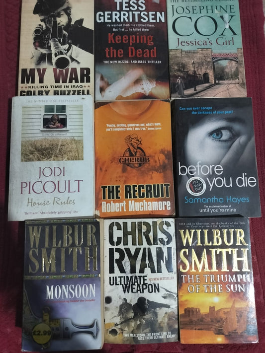 9-Book Action, Thriller & Drama Bundle | Wilbur Smith, Jodi Picoult, Tess Gerritsen