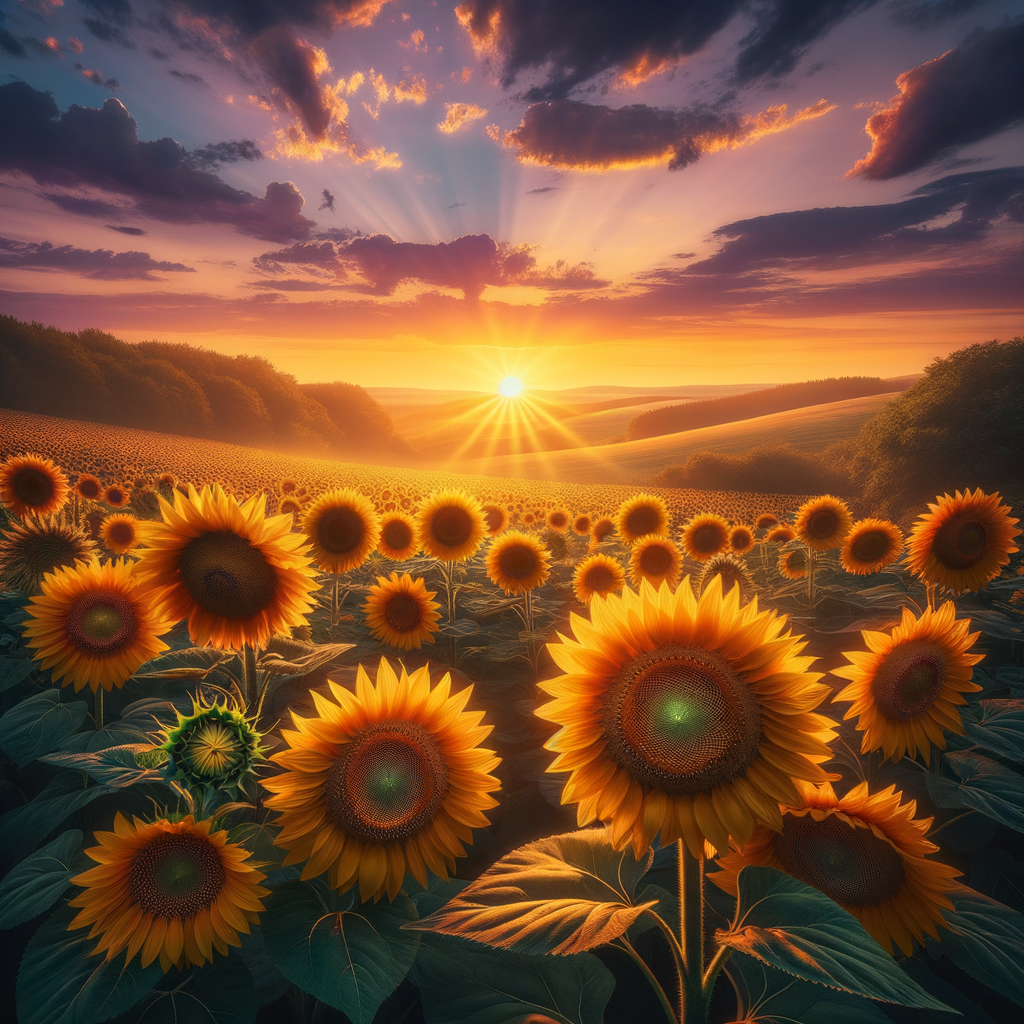 Sunflower Garden in Sunset View